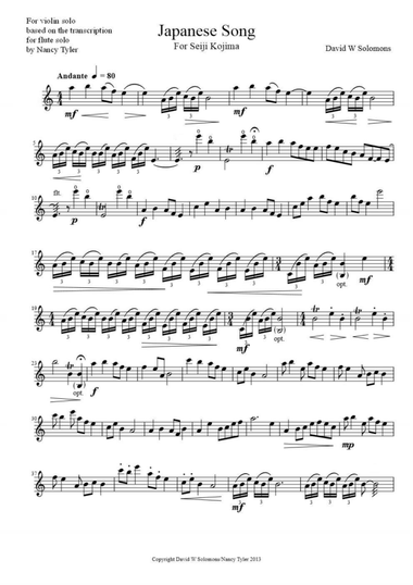 Japanese Song, for solo violin