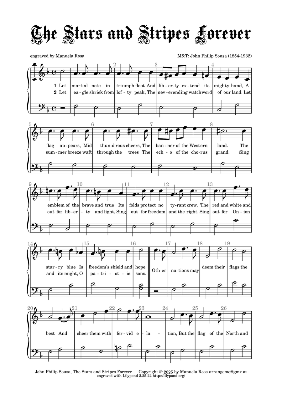 The Stars and Stripes Forever (easy piano version) Piano Method scores gallery preview page 2