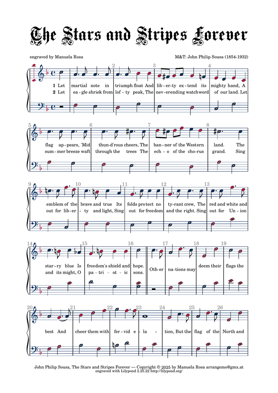 The Stars and Stripes Forever (easy piano version) Piano Method scores gallery preview page 6