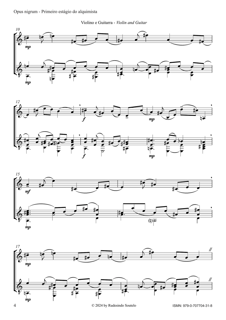 Opus nigrum - Primeiro estágio do alquimista / First stage of the alchemist (Vn & Gt) String Duet scores gallery preview page 4