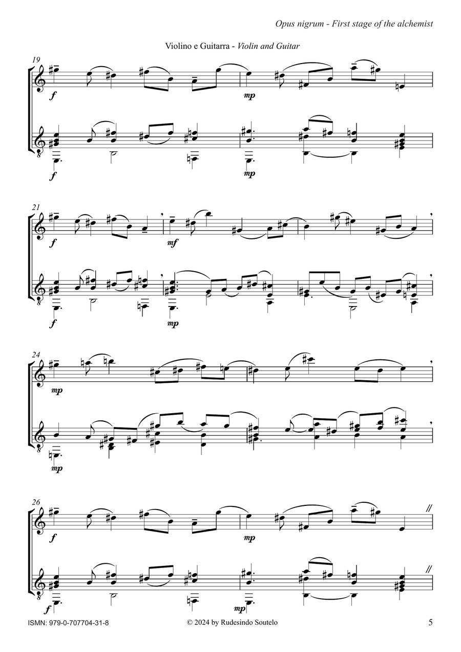 Opus nigrum - Primeiro estágio do alquimista / First stage of the alchemist (Vn & Gt) String Duet scores gallery preview page 5