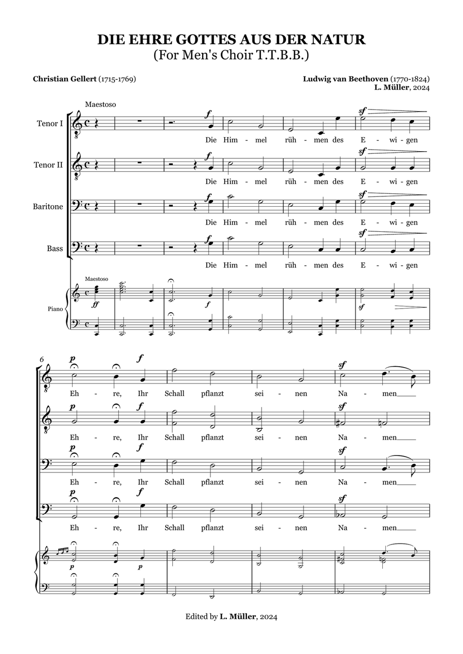 Die Ehre Gottes Aus Der Natur - For Men's Choir TTBB and Piano TTBB scores gallery preview page 2