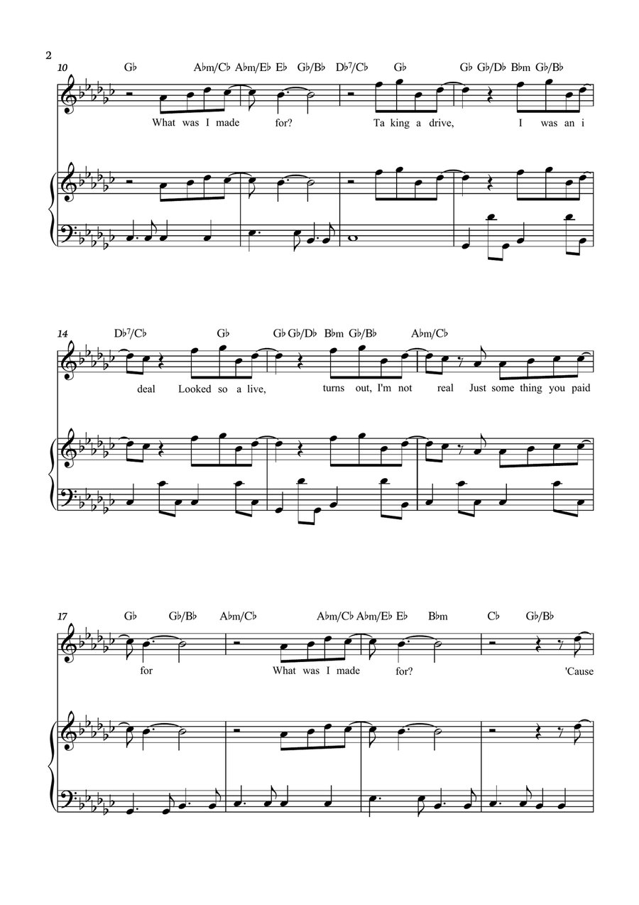 What Was I Made For? What Was I Made For? Piano, Vocal scores gallery preview page 2