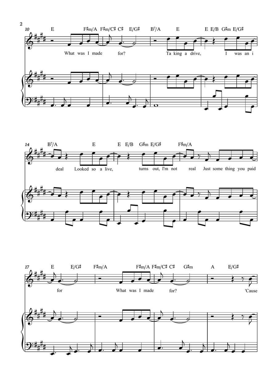 What Was I Made For? What Was I Made For? Piano, Vocal scores gallery preview page 2