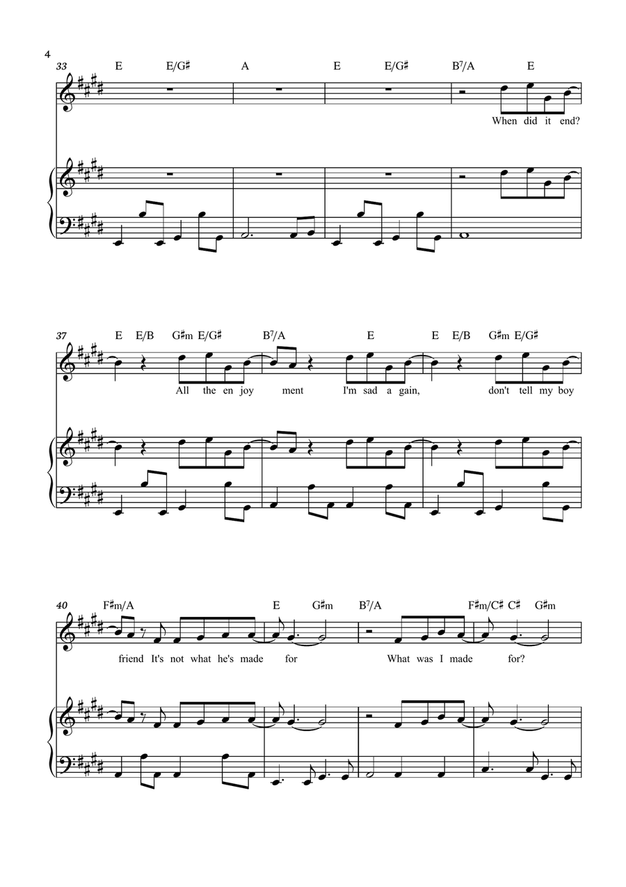 What Was I Made For? What Was I Made For? Piano, Vocal scores gallery preview page 4