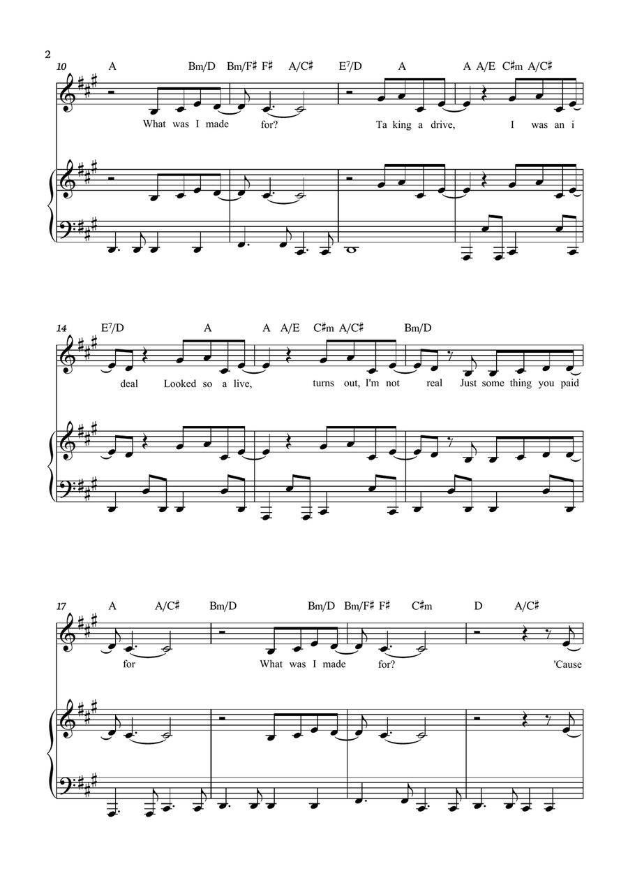 What Was I Made For? What Was I Made For? Piano, Vocal scores gallery preview page 2