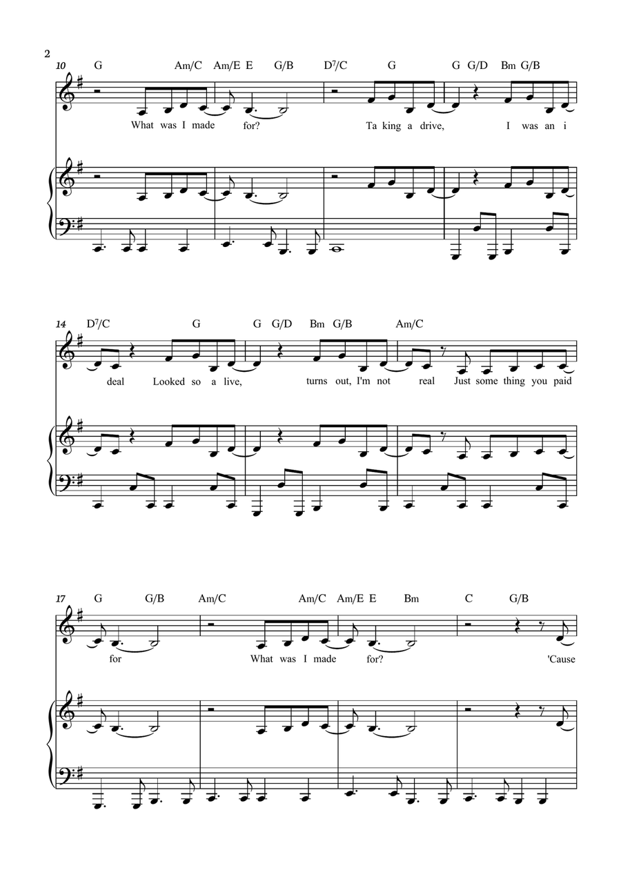 What Was I Made For? What Was I Made For? Piano, Vocal scores gallery preview page 2