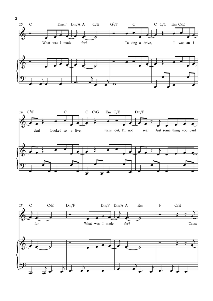 What Was I Made For? What Was I Made For? Piano, Vocal scores gallery preview page 2