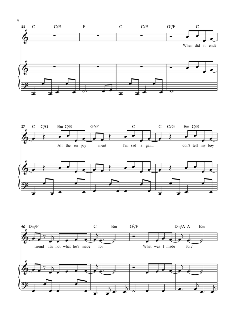 What Was I Made For? What Was I Made For? Piano, Vocal scores gallery preview page 4