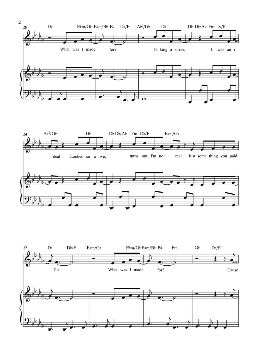 What Was I Made For? What Was I Made For? Piano, Vocal scores gallery preview page 2