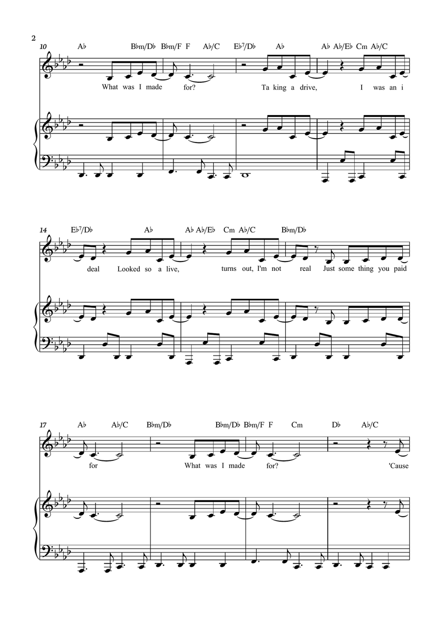 What Was I Made For? What Was I Made For? Piano, Vocal scores gallery preview page 2