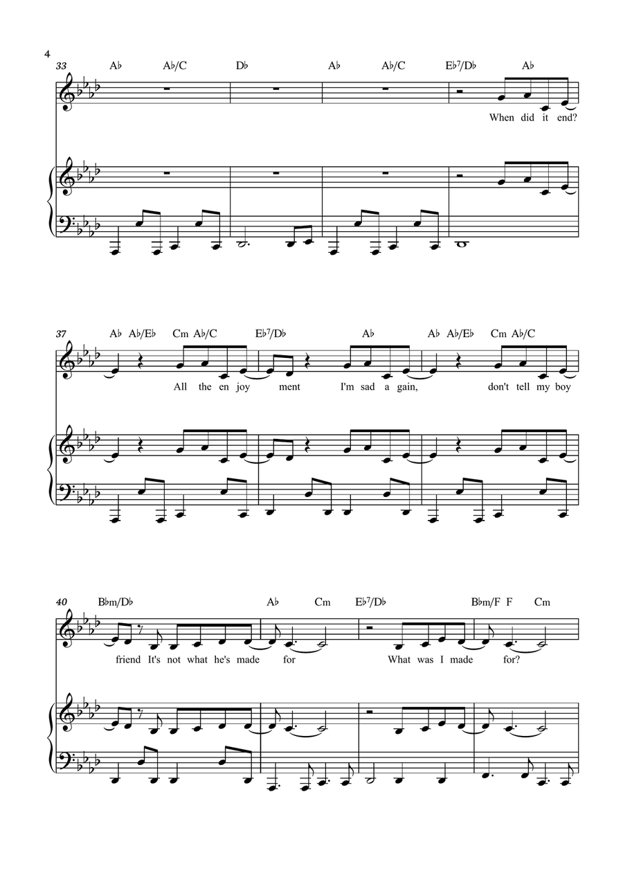 What Was I Made For? What Was I Made For? Piano, Vocal scores gallery preview page 4