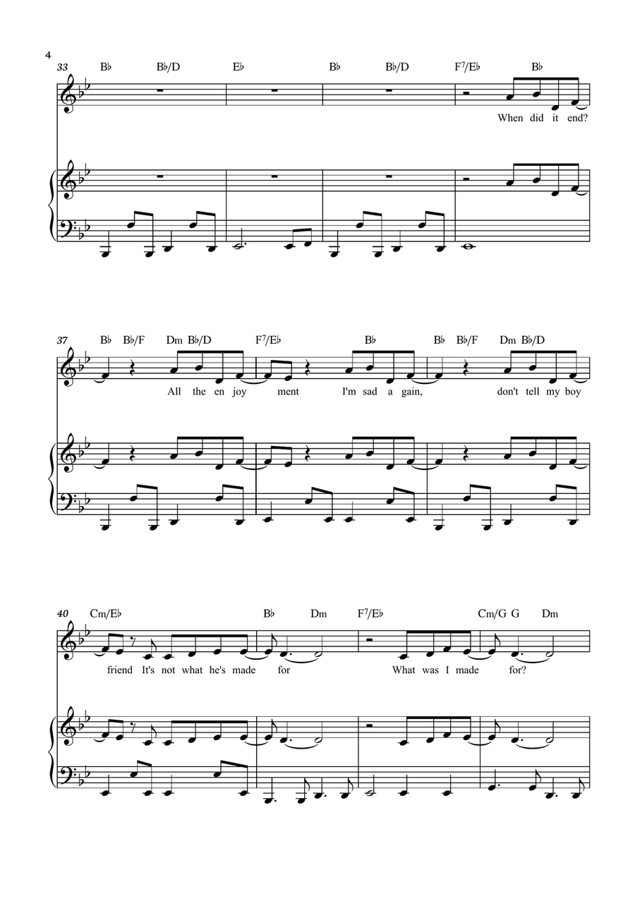 What Was I Made For? Piano, Vocal scores gallery preview page 4
