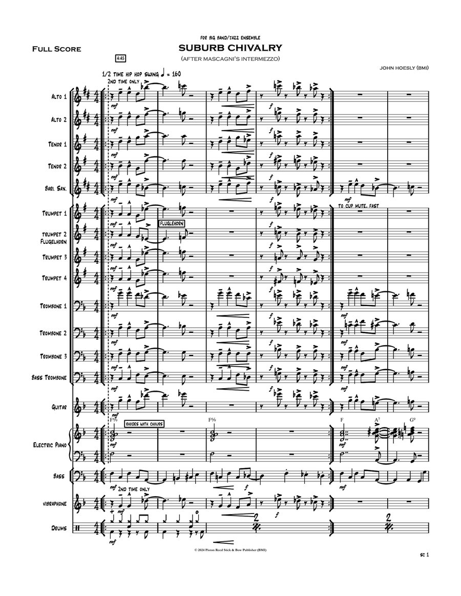 Suburb Chivalry- for big band\ jazz ensemble Jazz Ensemble scores gallery preview page 2