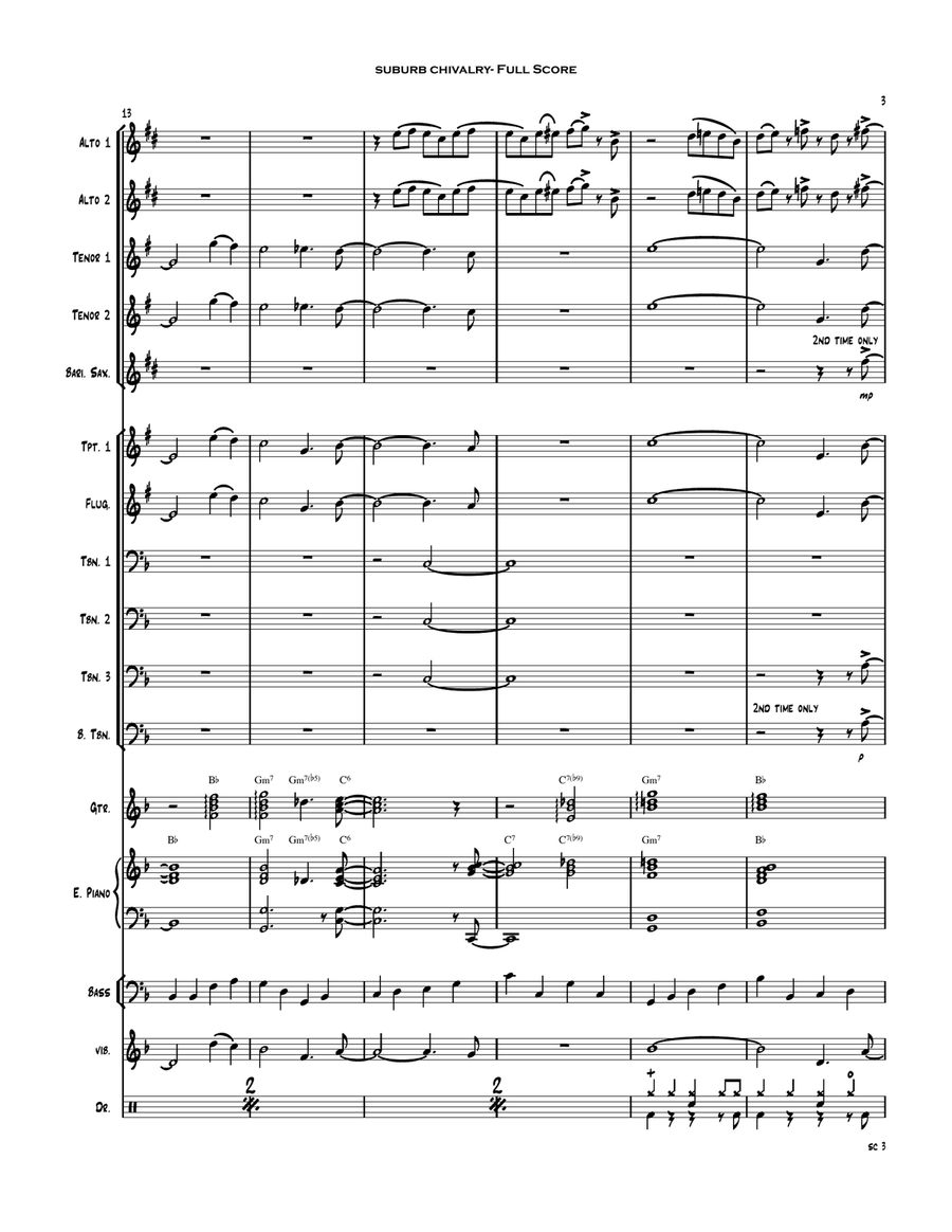 Suburb Chivalry- for big band\ jazz ensemble Jazz Ensemble scores gallery preview page 4