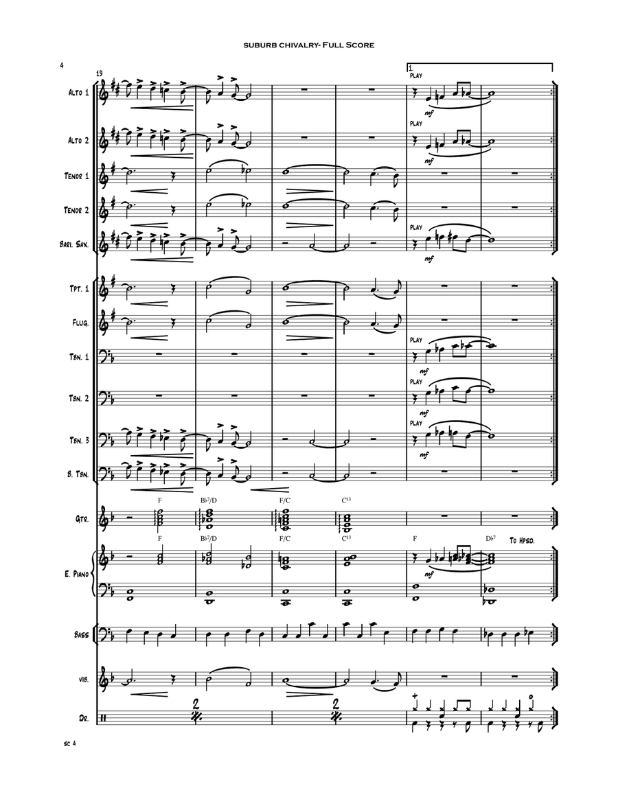 Suburb Chivalry- for big band\ jazz ensemble Jazz Ensemble scores gallery preview page 5