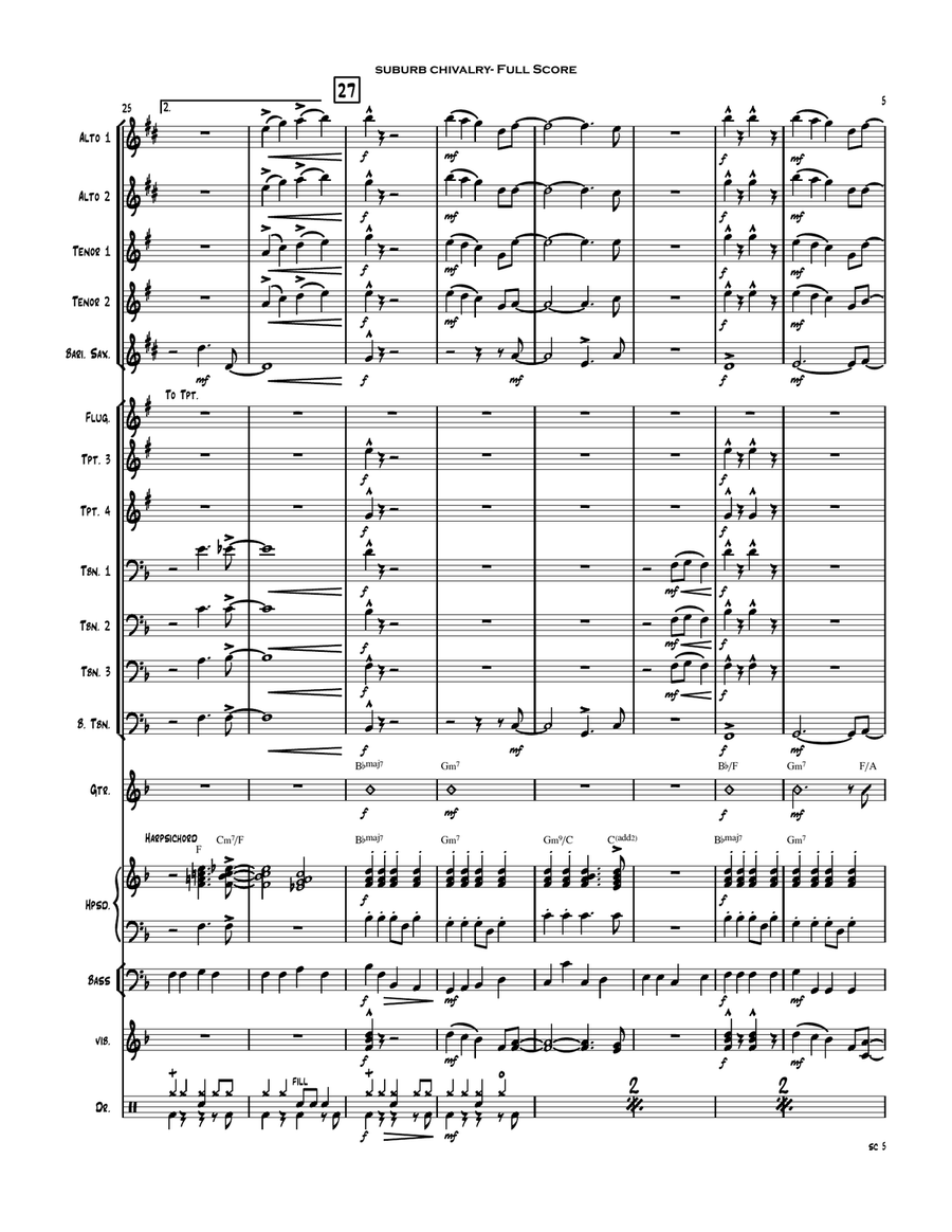 Suburb Chivalry- for big band\ jazz ensemble Jazz Ensemble scores gallery preview page 6