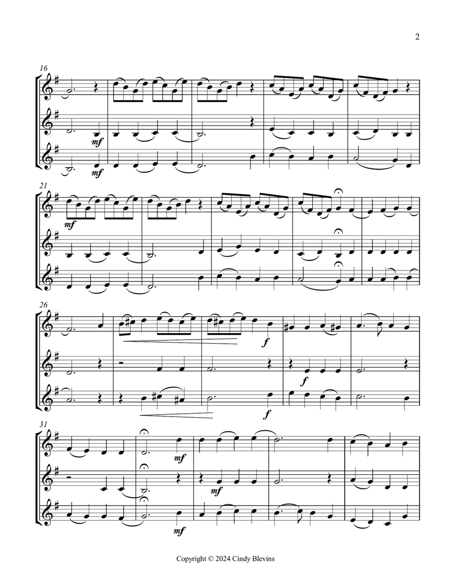 Now Thank We All Our God, for Two Clarinets and Bass Clarinet Clarinet Trio scores gallery preview page 3