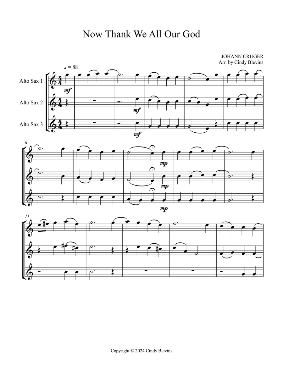 Now Thank We All Our God, for Alto Sax Trio Woodwind Trio scores gallery preview page 2