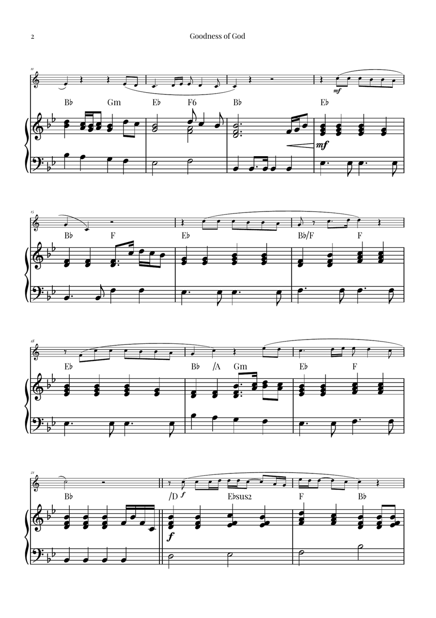 Goodness Of God B-Flat Clarinet scores gallery preview page 2