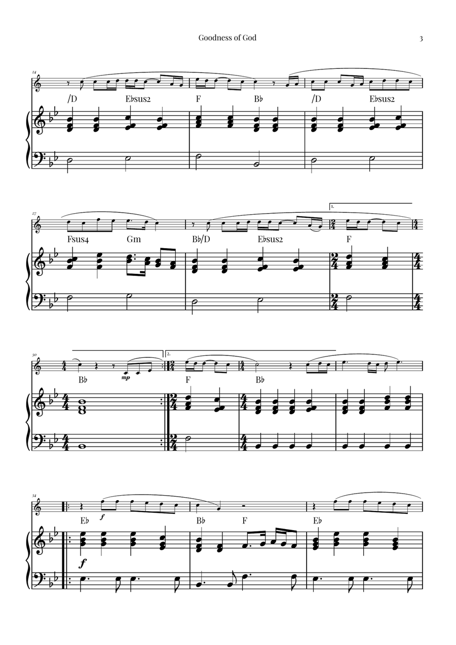 Goodness Of God B-Flat Clarinet scores gallery preview page 3