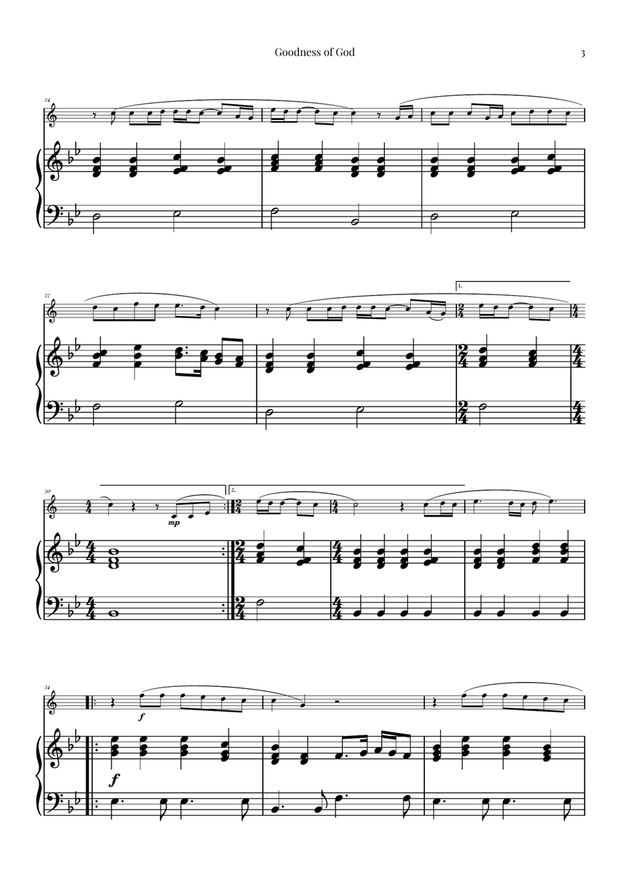 Goodness Of God B-Flat Clarinet scores gallery preview page 3