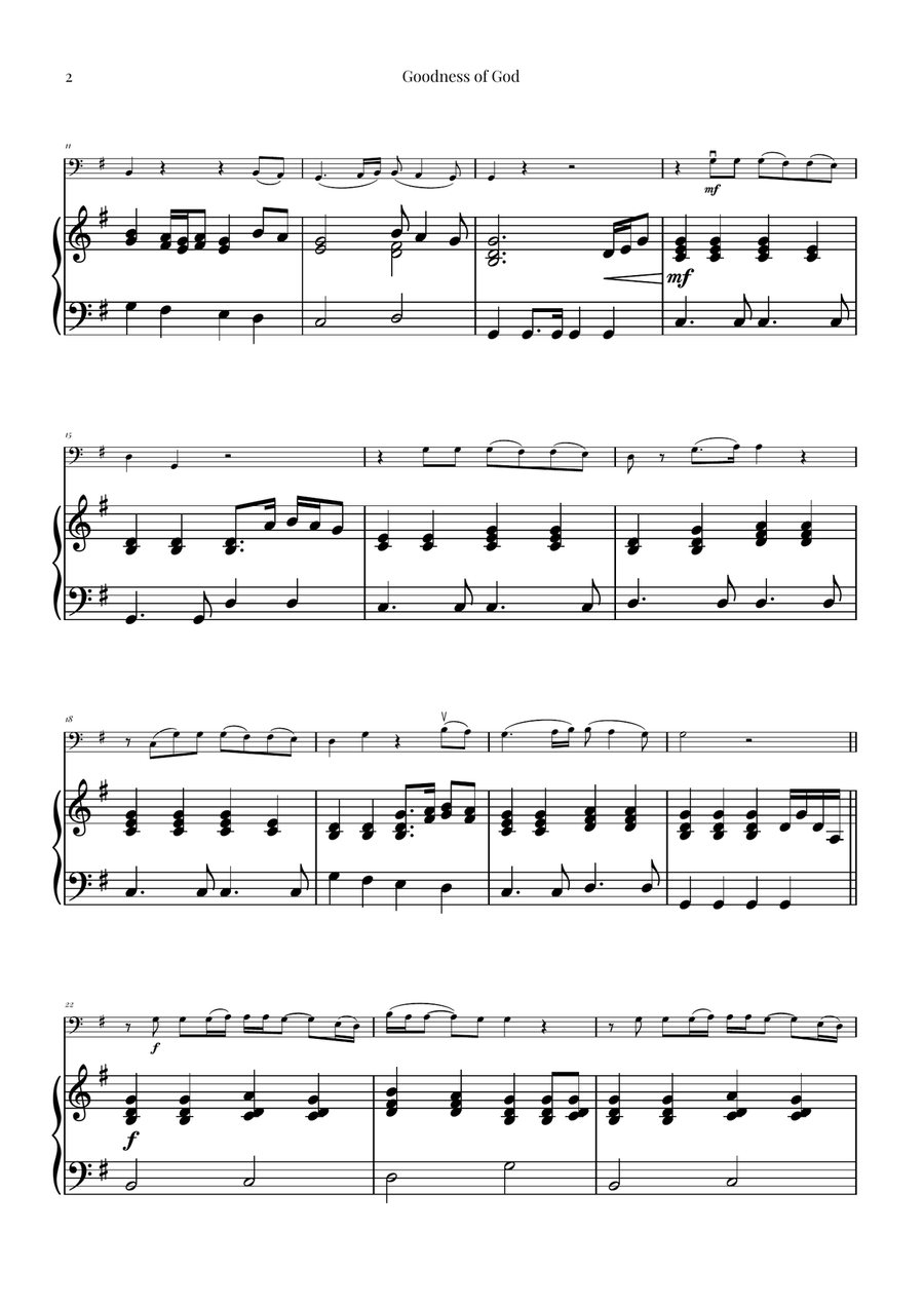 Goodness Of God Double Bass scores gallery preview page 2