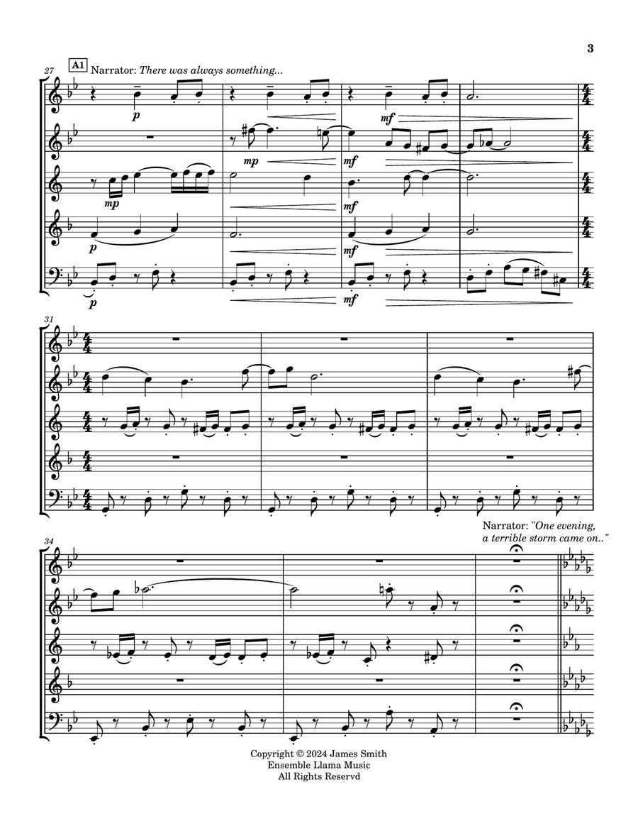 The Princess And The Pea: A Classic Tale For Narrator And Wind Quintet Woodwind Quintet scores gallery preview page 3