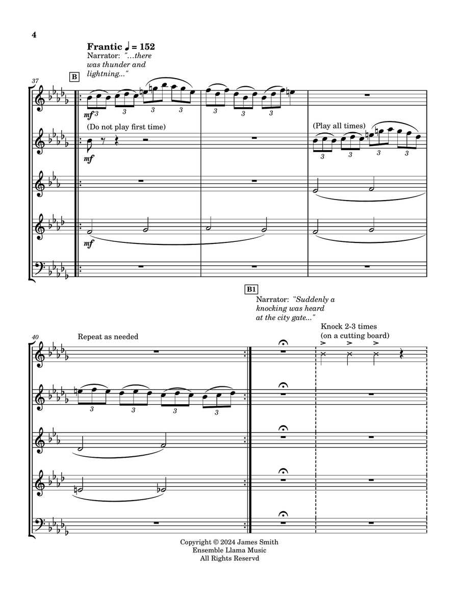 The Princess And The Pea: A Classic Tale For Narrator And Wind Quintet Woodwind Quintet scores gallery preview page 4