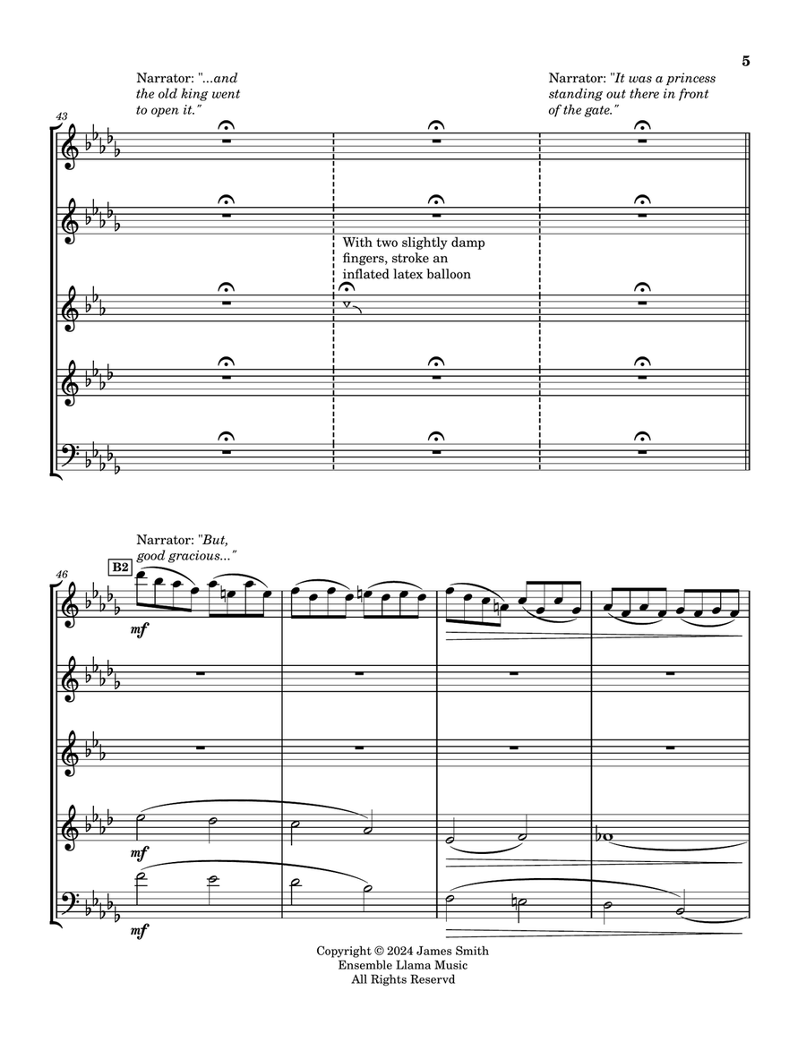 The Princess And The Pea: A Classic Tale For Narrator And Wind Quintet Woodwind Quintet scores gallery preview page 5