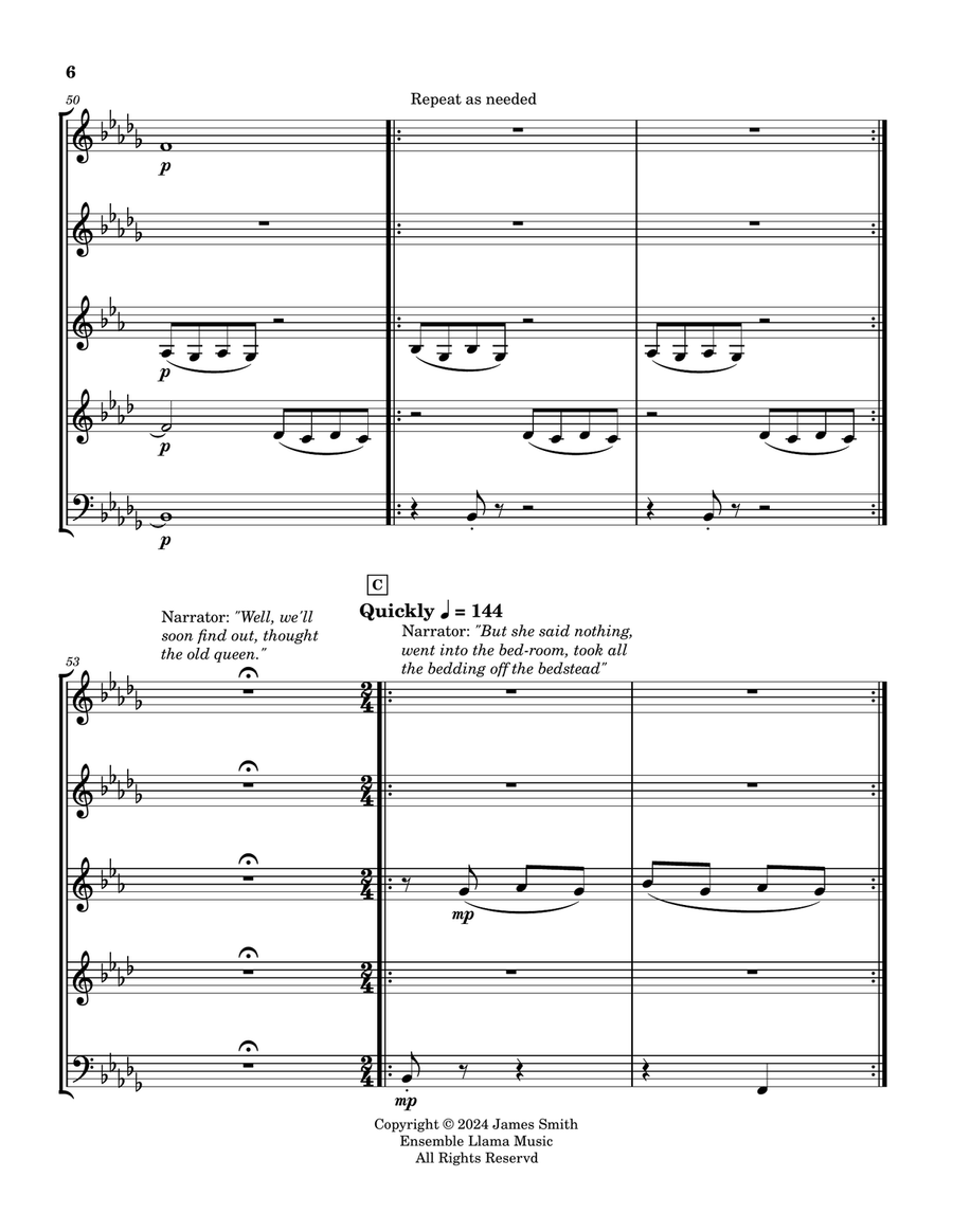 The Princess And The Pea: A Classic Tale For Narrator And Wind Quintet Woodwind Quintet scores gallery preview page 6