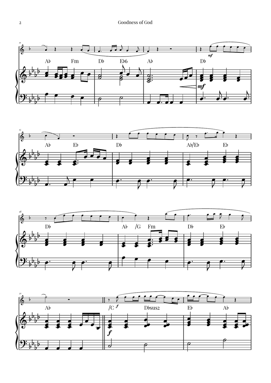 Goodness Of God Baritone Saxophone scores gallery preview page 2