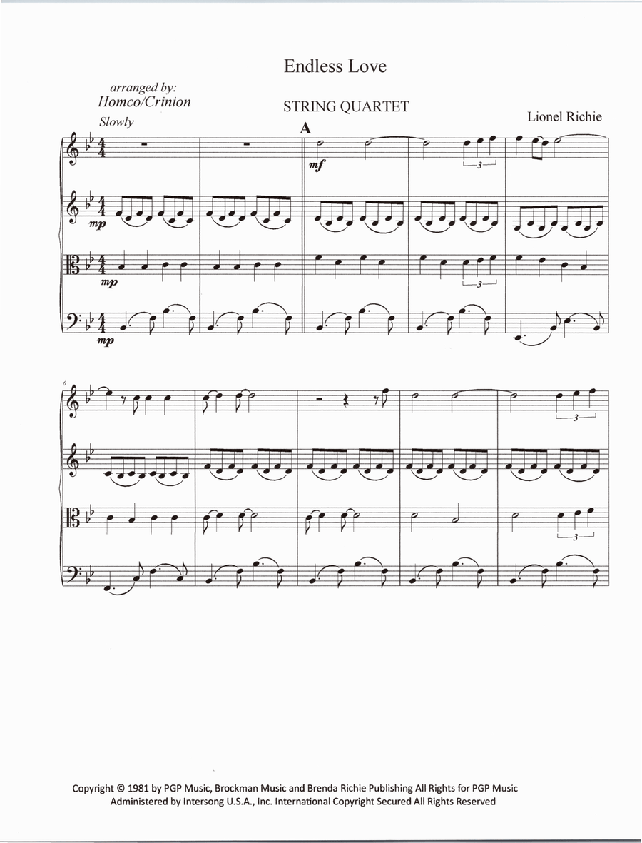 Endless Love String Quartet scores gallery preview page 2