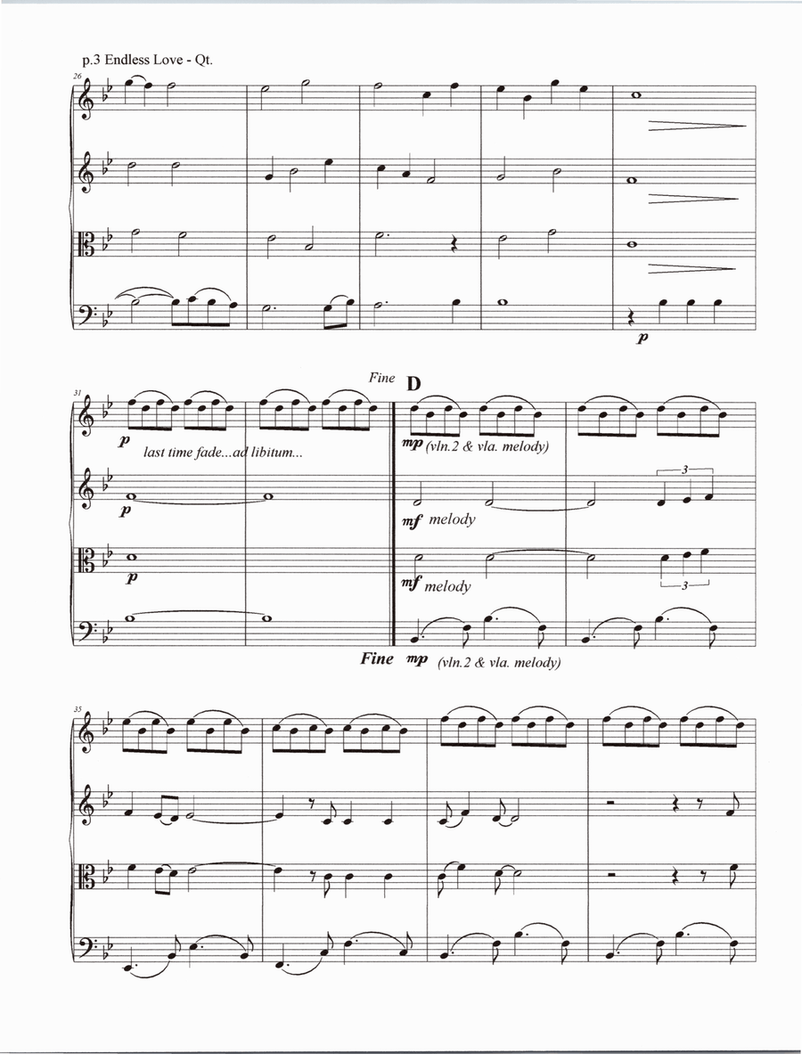 Endless Love String Quartet scores gallery preview page 4