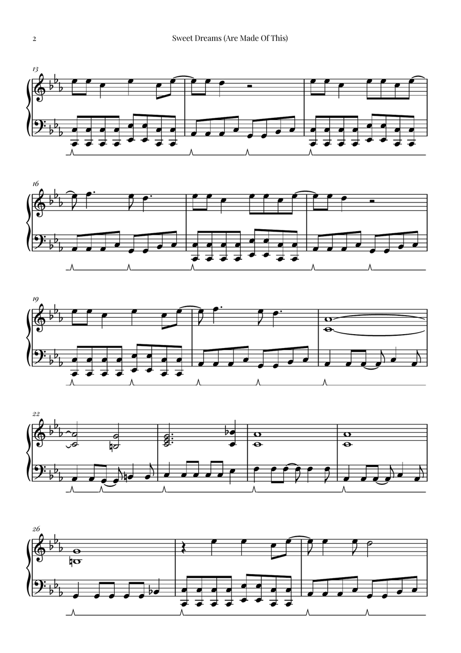 Sweet Dreams (Are Made Of This) Piano Solo scores gallery preview page 2
