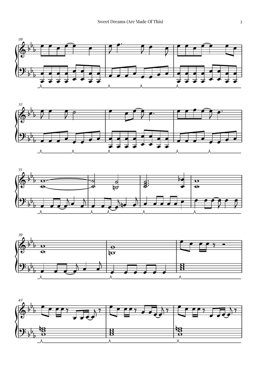 Sweet Dreams (Are Made Of This) Piano Solo scores gallery preview page 3