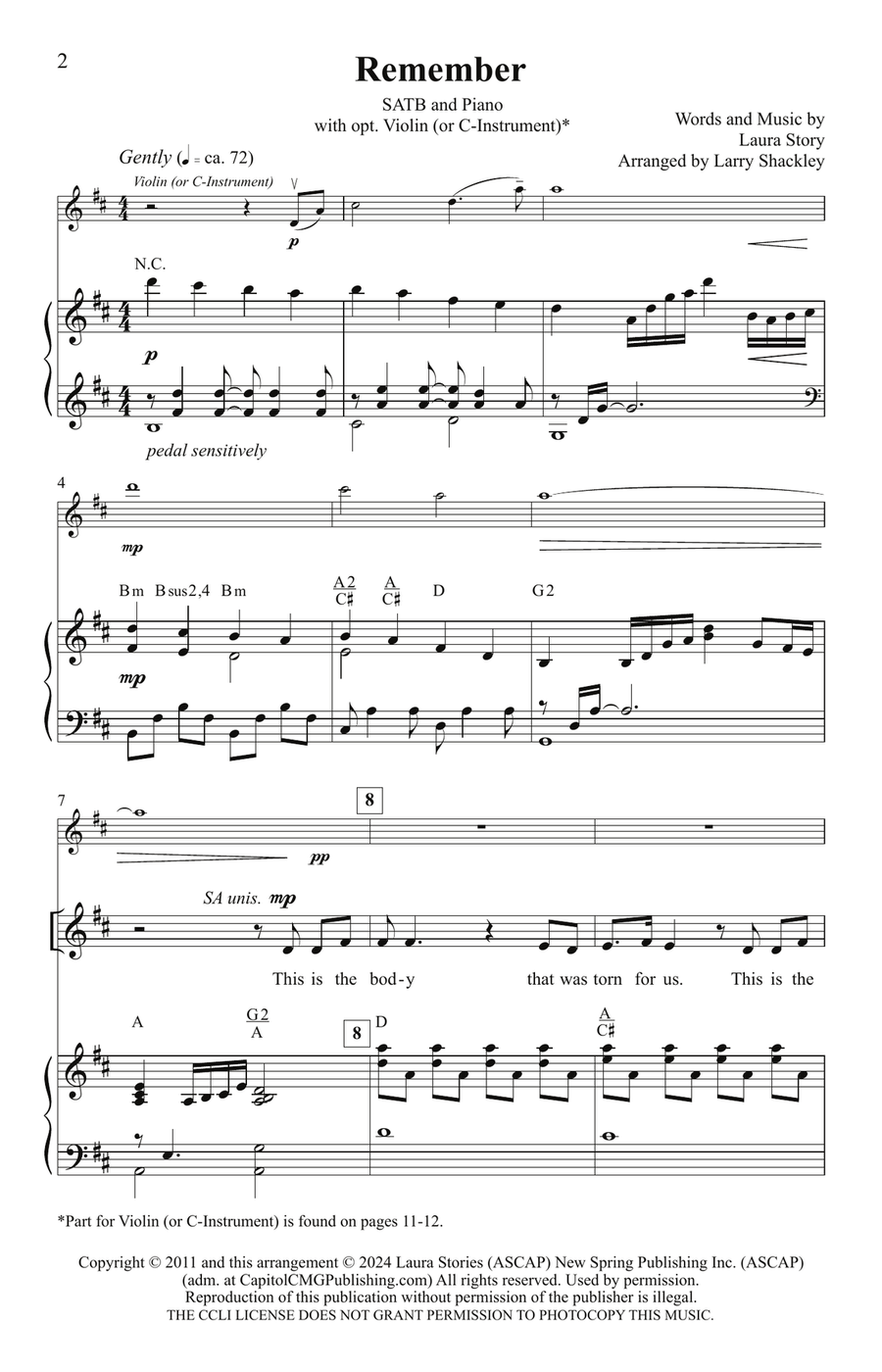 Remember (Digital) Remember (Digital) 4-Part scores gallery preview page 2