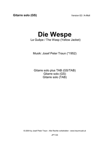 Die Wespe/La Guêpe/The Wasp (Yellow Jacket) für Gitarre solo (02/GS)