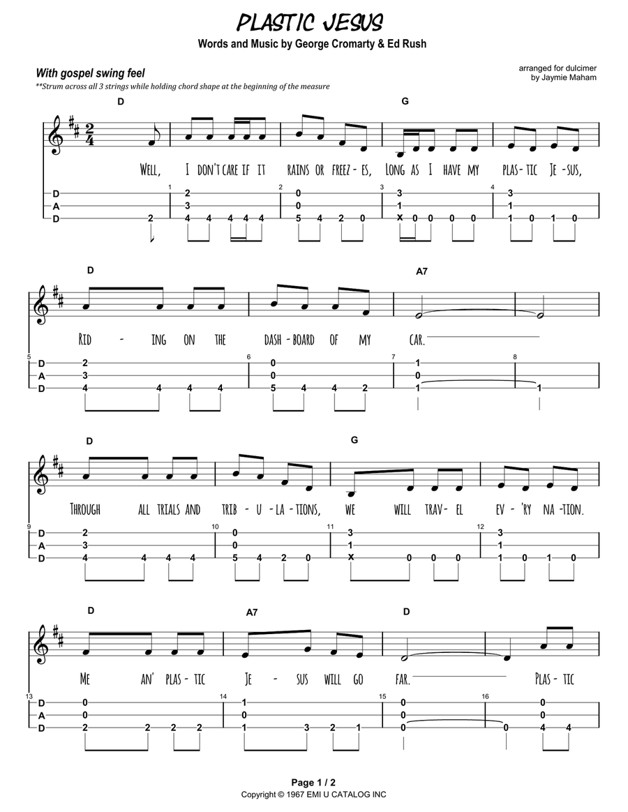 Plastic Jesus Dulcimer scores gallery preview page 2