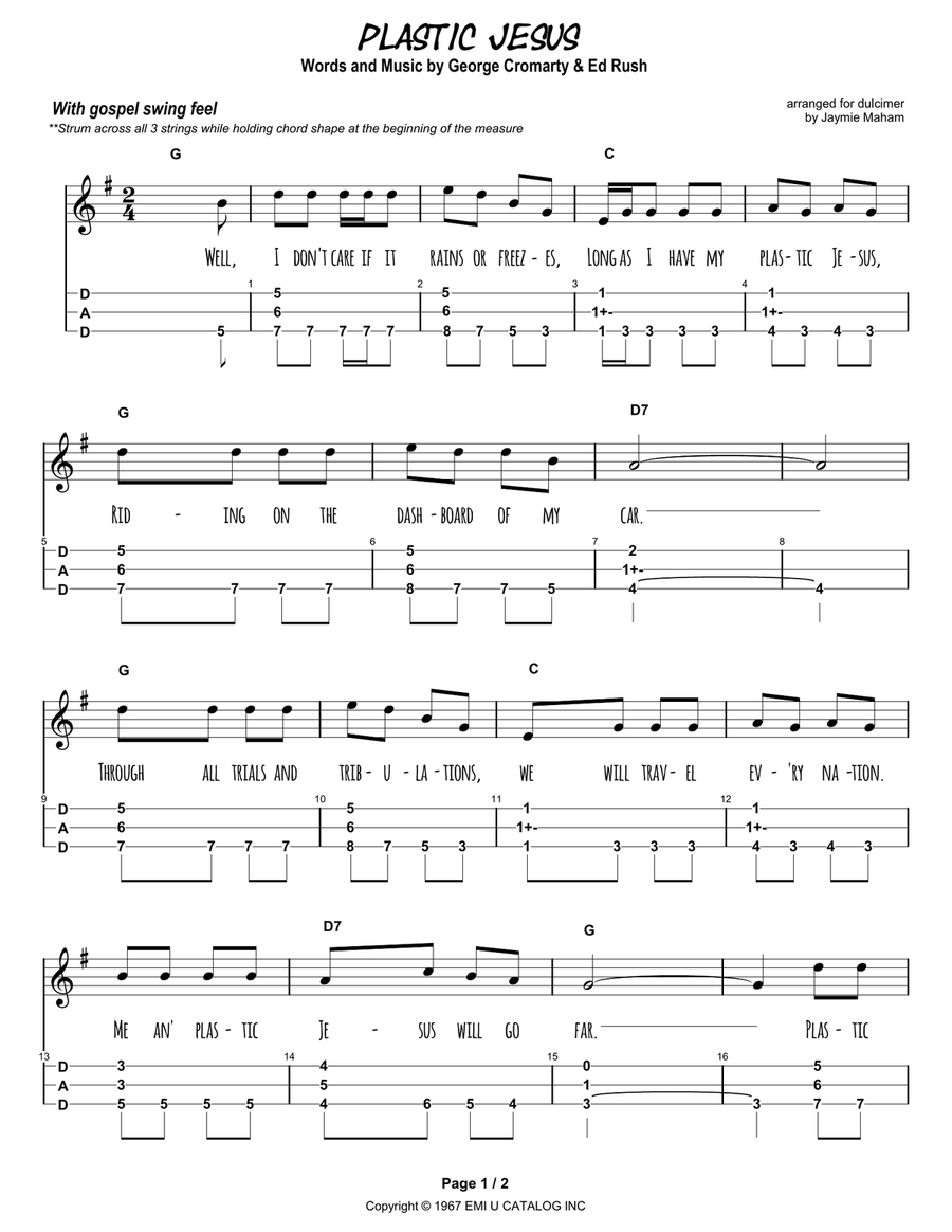 Plastic Jesus Dulcimer scores gallery preview page 4