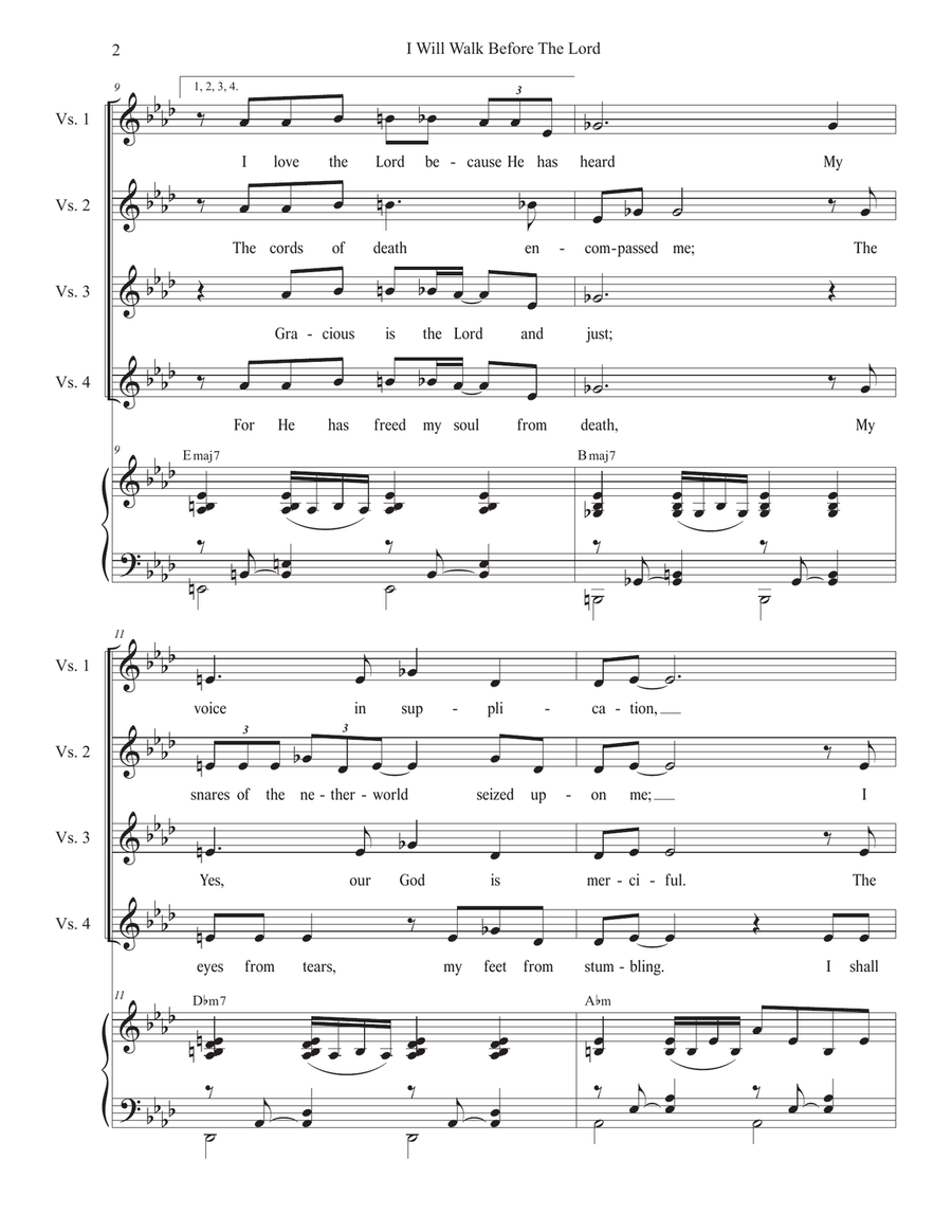 I Will Walk Before The Lord (Unison choir) Unison Choir scores gallery preview page 2