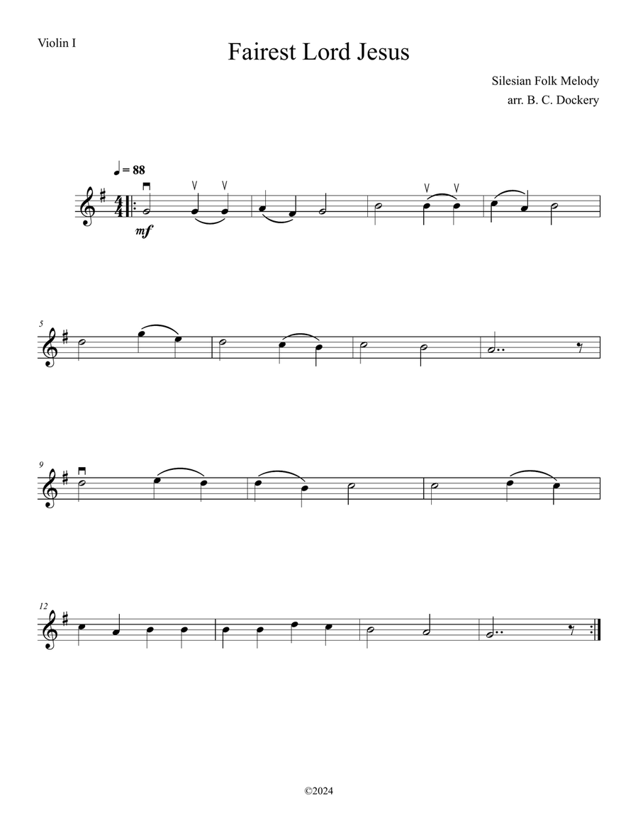 Fairest Lord Jesus (String Orchestra or Quintet) String Orchestra scores gallery preview page 3