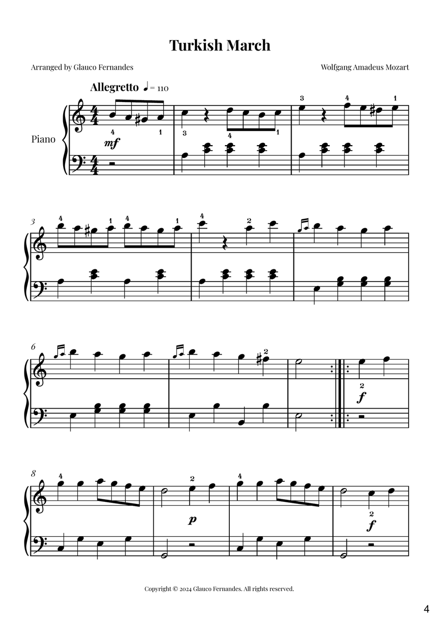 10 Classical Masterpieces in Easy Piano Arrangements Piano Method scores gallery preview page 4