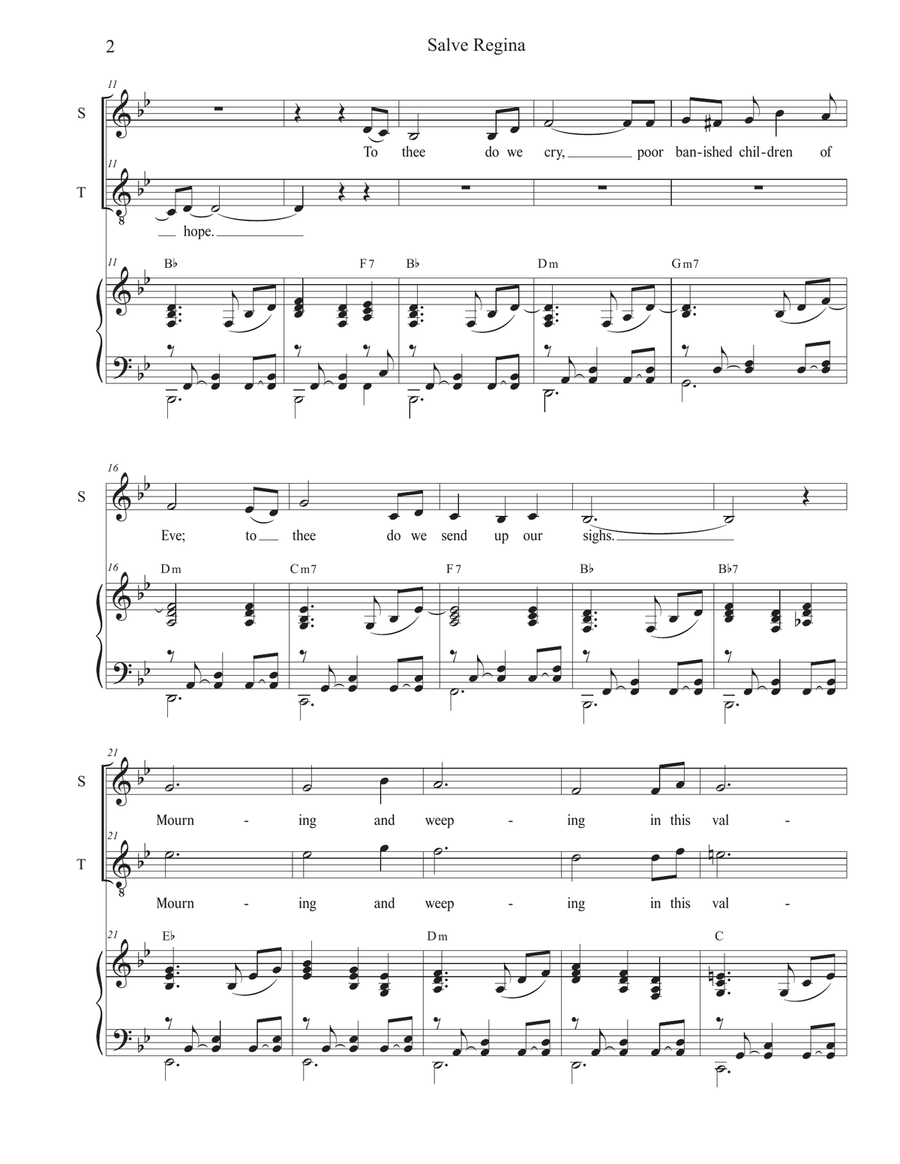 Salve Regina (2-part choir - (Soprano and Tenor) 2-Part scores gallery preview page 2