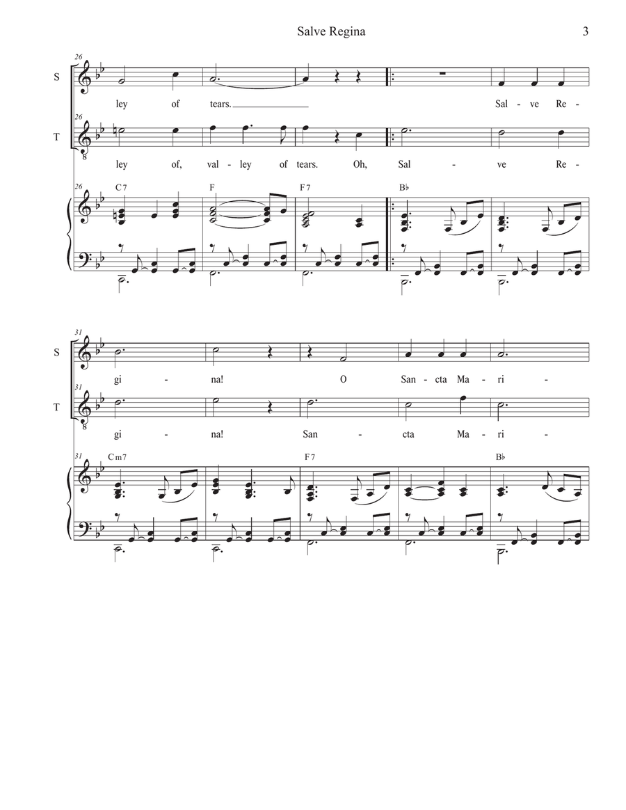 Salve Regina (2-part choir - (Soprano and Tenor) 2-Part scores gallery preview page 3