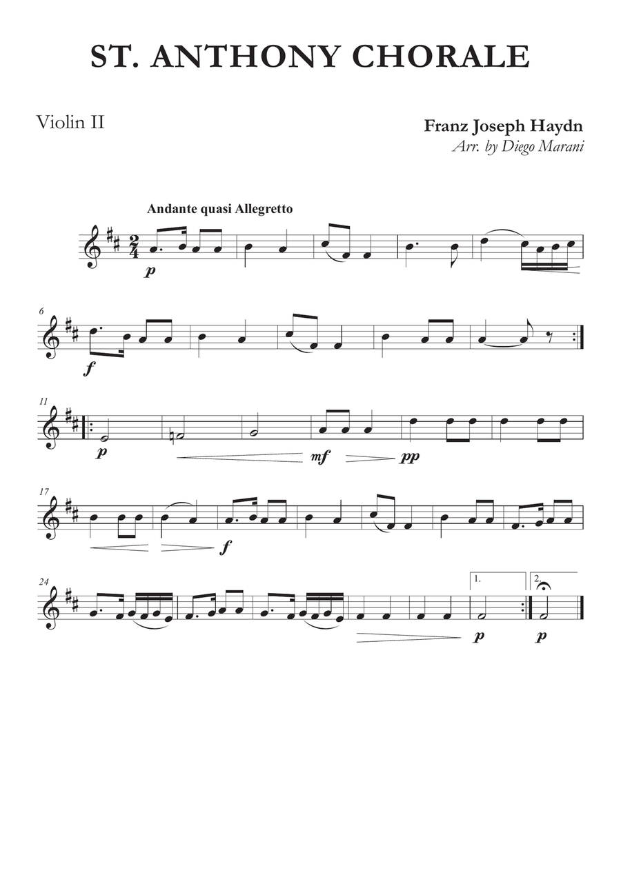 St. Anthony Chorale for String Quartet String Quartet scores gallery preview page 2
