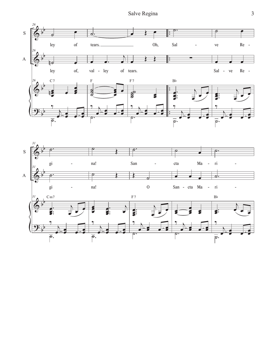 Salve Regina (Duet for Soprano and Alto solo) Alto Voice scores gallery preview page 3