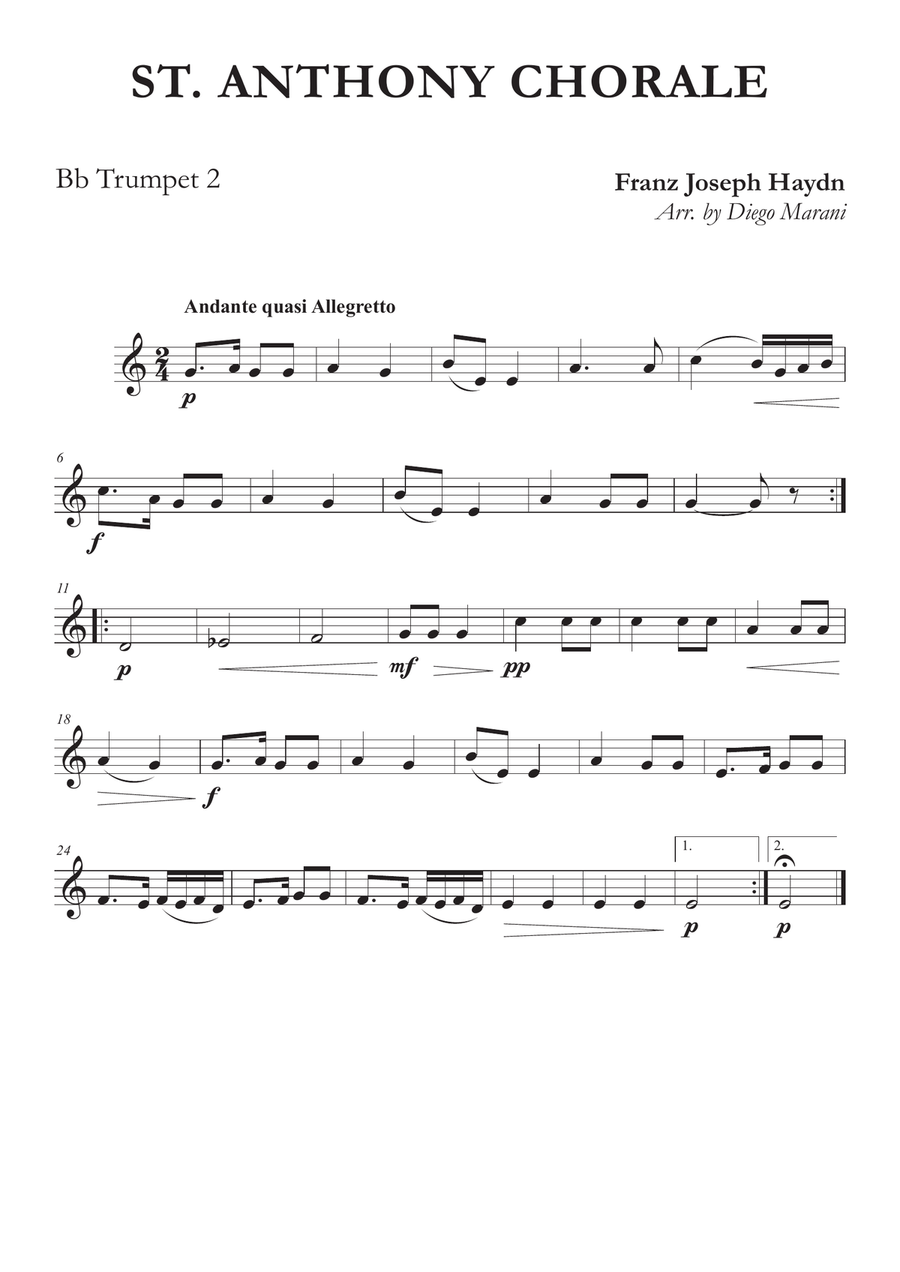 St. Anthony Chorale for Brass Quartet Brass Quartet scores gallery preview page 2