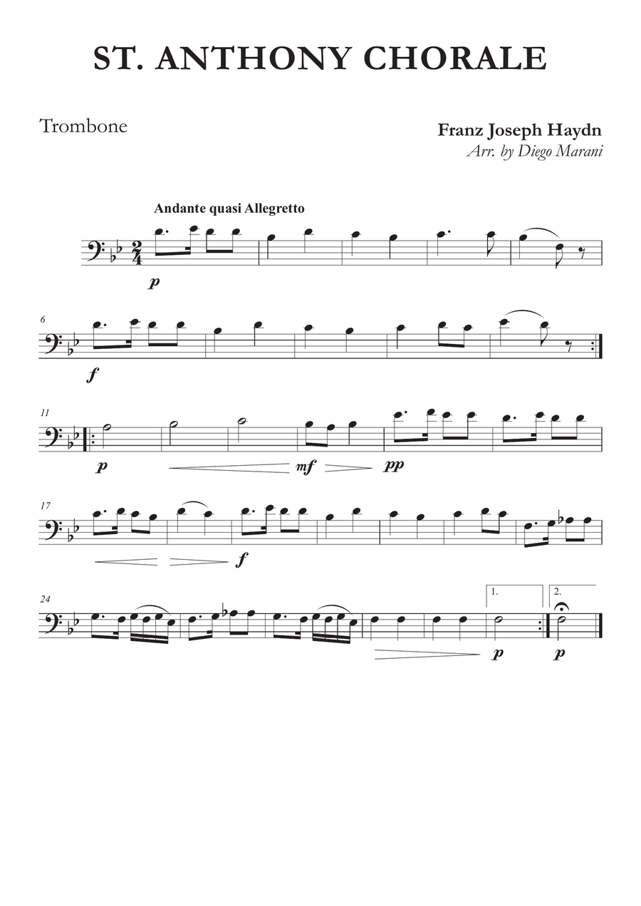 St. Anthony Chorale for Brass Quartet Brass Quartet scores gallery preview page 3