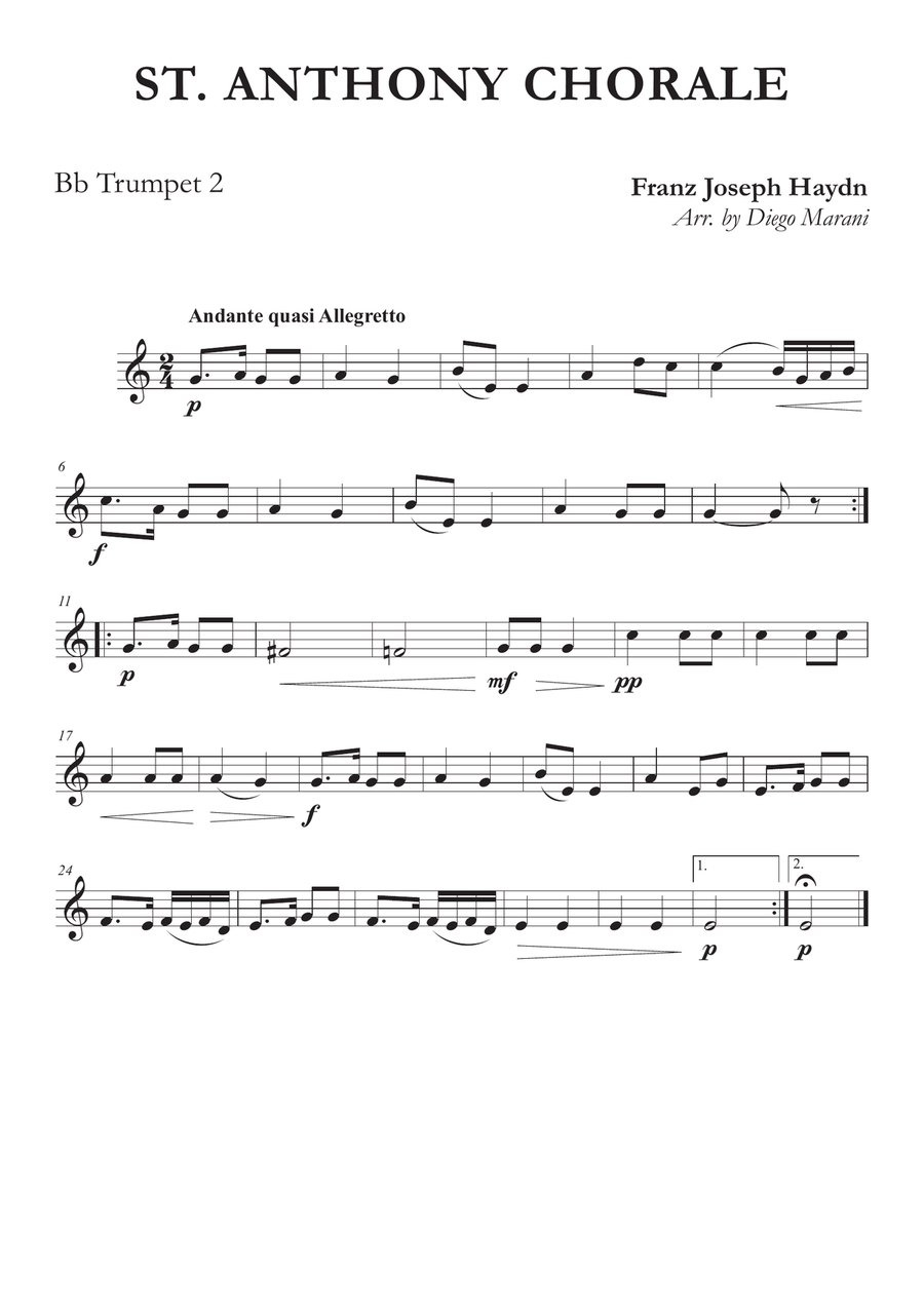 St. Anthony Chorale for Brass Quintet Brass Quintet scores gallery preview page 2